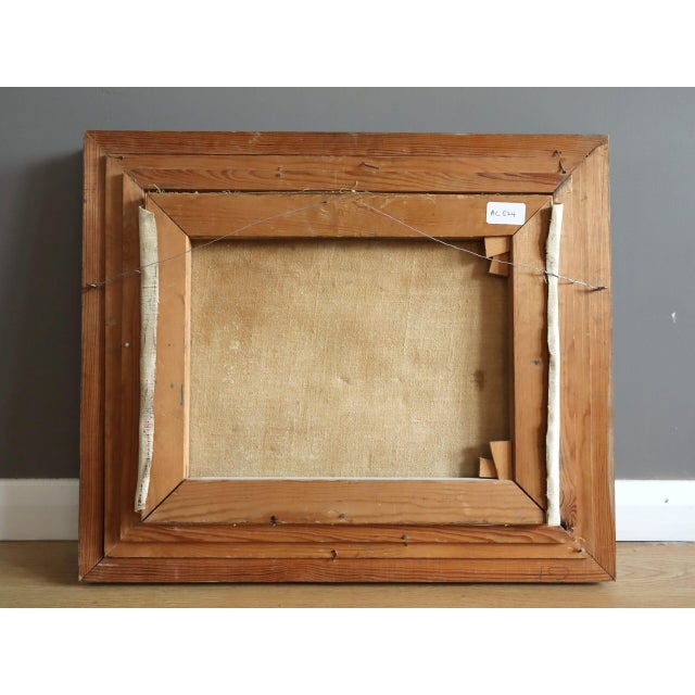 Mid-Century Modern 'Village Courtyard' Vintage Original Landscape Oil Painting, Framed For Sale - Image 13 of 14