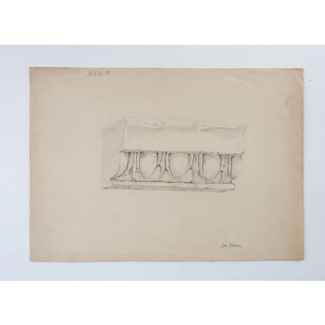 English Vintage Pencil Drawing Study of Architectural Ornament For Sale - Image 3 of 4
