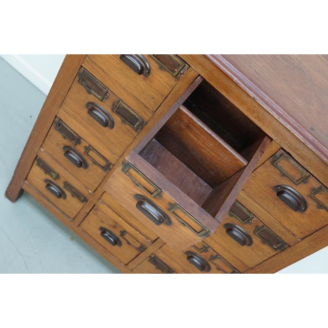 Vintage Asian Teak Apothecary Cabinet, 1930s For Sale - Image 15 of 16