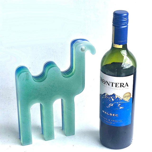 Teal 1970s Silvio Russo for Guzzini Lucite Acrylic Camel Sculpture For Sale - Image 8 of 12