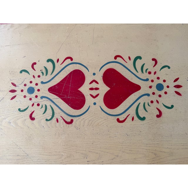 Wood 20th C Reproduction Hand Painted Scandinavian Blanket Chest For Sale - Image 7 of 8