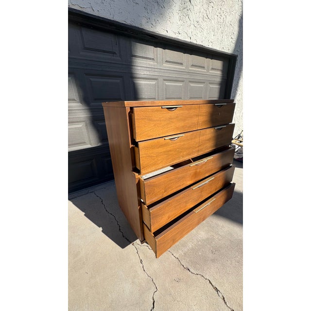 Mid-Century Modern 1960s Kent Coffey Tableau Mid-Century Modern Walnut Highboy Dresser For Sale - Image 3 of 12