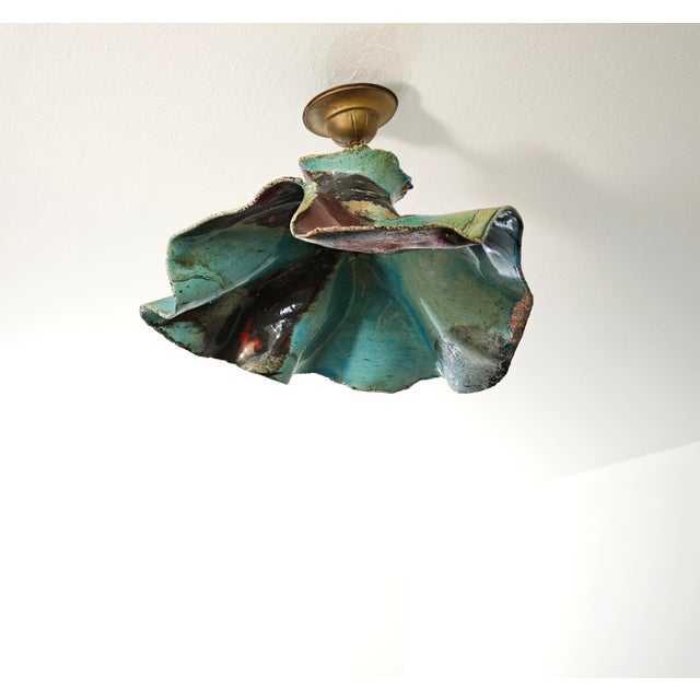 Mid-Century Modern Pendant Lamp in Black, Turquoise and Red Polychrome Ceramic, Italy, 1960s For Sale - Image 17 of 18