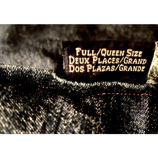 Traditional Ralph Lauren Reversible Rare Dark Blue Heavy Denim Queen Comforter Late 20th Century Excellent Condition For Sale - Image 3 of 6