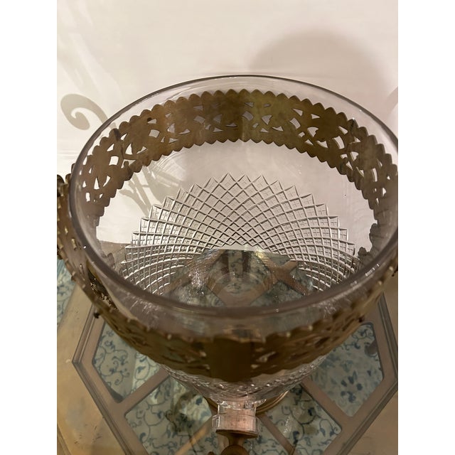 French Large Cut Crystal & Brass Samovar For Sale - Image 3 of 12