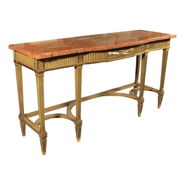 Maison Jansen Console With Six Raised Legs and Marble Top For Sale