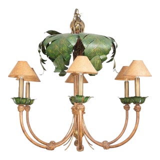 Mid 20th Century Palm Tree Form Six-Light Chandelier For Sale