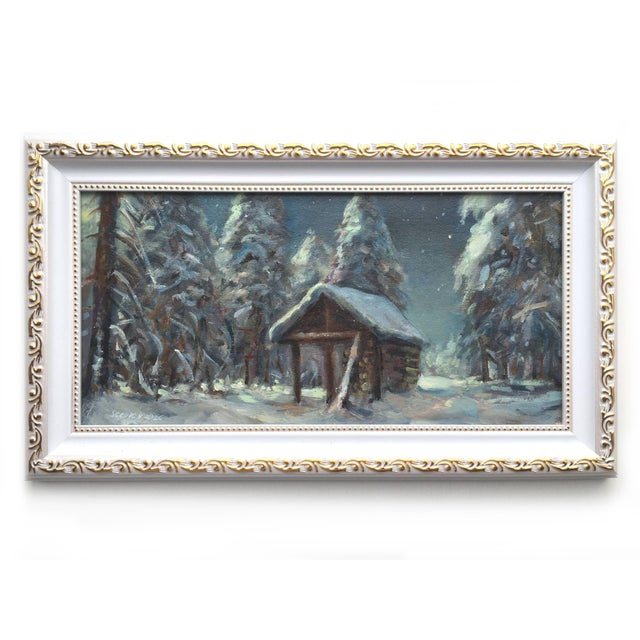 2020s Framed Winter Forest Landscape Original Painting Vintage Style by Valeriya Serova For Sale - Image 5 of 10