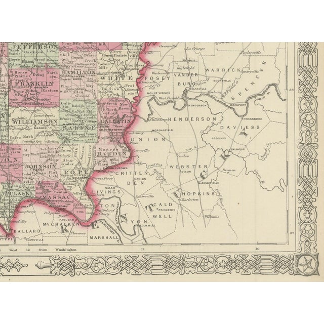 Paper Civil War Era Map of Illinois with Lake Michigan Detail, 1864 For Sale - Image 7 of 10