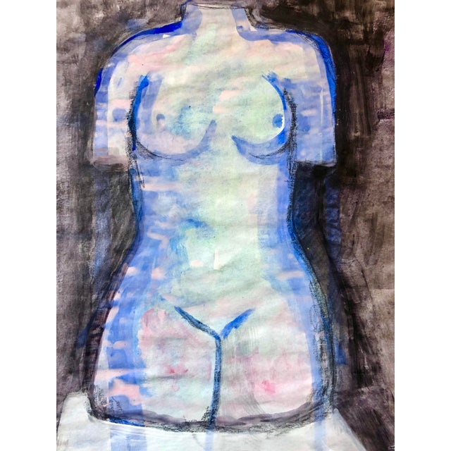 “Torso on Plinth” Original Painting on Paper by CL Auker For Sale - Image 4 of 4