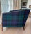 Handsome chair by Bernhardt featuring an angled exposed wood frame and tapered legs. The soft black watch plaid Ralph...