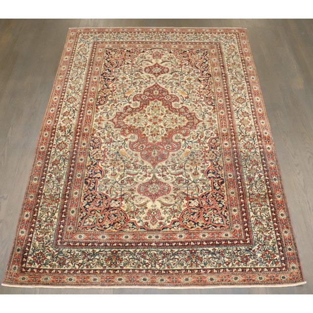 Early 20th Century Antique Zabihi Collection Persian Pictorial Isfahan Rug - 4'7" x 6'7" For Sale - Image 5 of 7