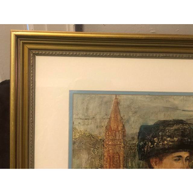 1980s Vintage Framed Edna Hibel "Lovers of Florence" Limited Edition Lithograph For Sale - Image 10 of 12
