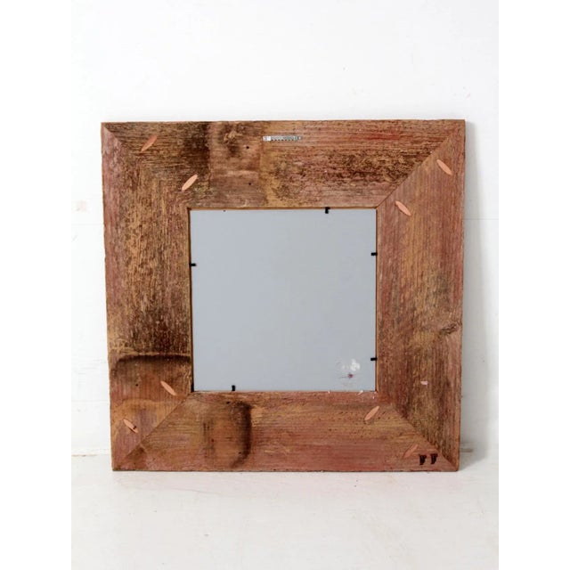 Wood Vintage Barn Wood Wall Mirror For Sale - Image 7 of 8
