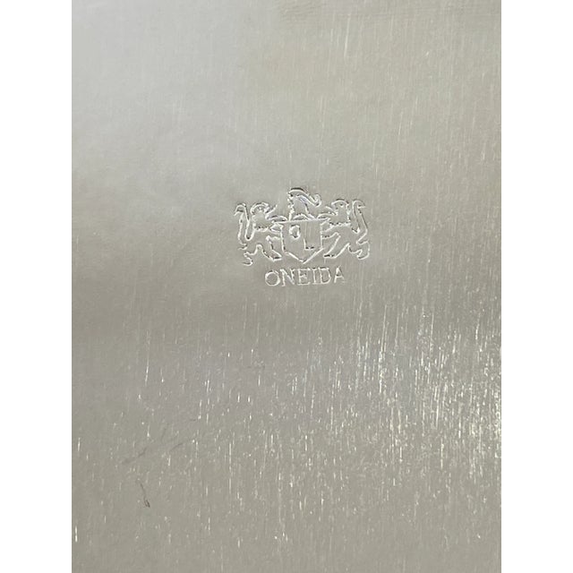 Vintage Oneida Silverplate Round Serving Tray With Handles For Sale - Image 11 of 13