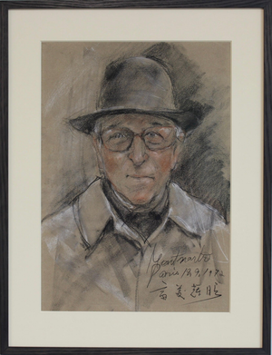 Japanese School Artist, Portrait of a Gentleman in Montmartre, Paris, 1972, Mixed Media on Paper