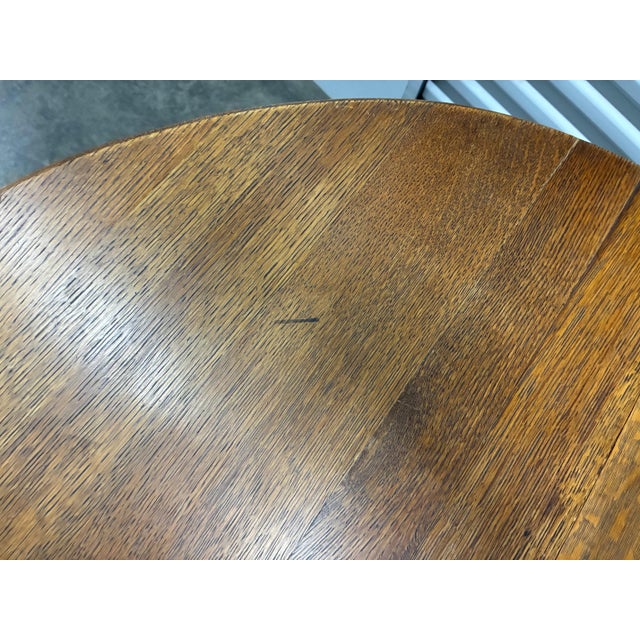 Wood Vintage Wicker and Oak Top Gate Leg Table For Sale - Image 7 of 10