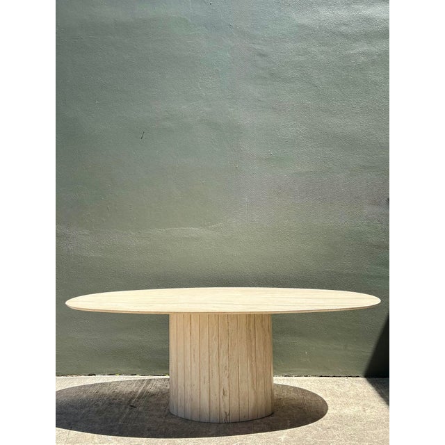 Vintage Italian Travertine Oval Dining Table For Sale In West Palm - Image 6 of 12
