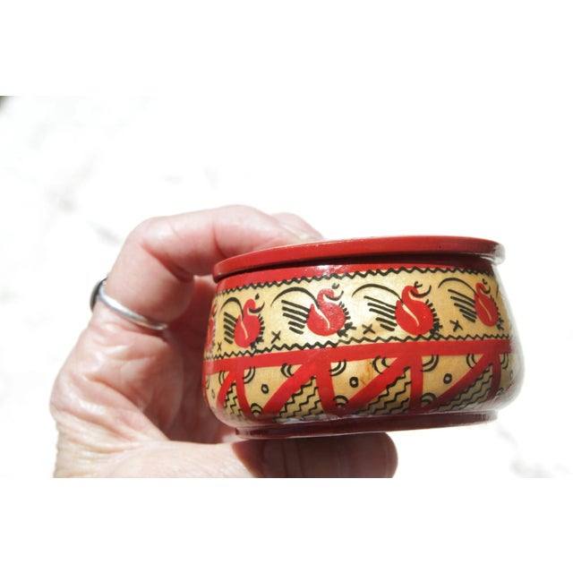 Late 20th Century Late 20th Century Antique Hand - Painted Round Trinket Box For Sale - Image 5 of 6