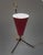 Metal Italian Tripod Conical Red Lacquered Metal and Brass Table Lamp, 1950s For Sale - Image 7 of 9