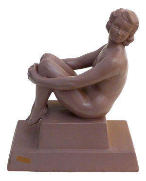 Art Deco Terracotta Sculpture of a Nude Bathing Woman, 1920s