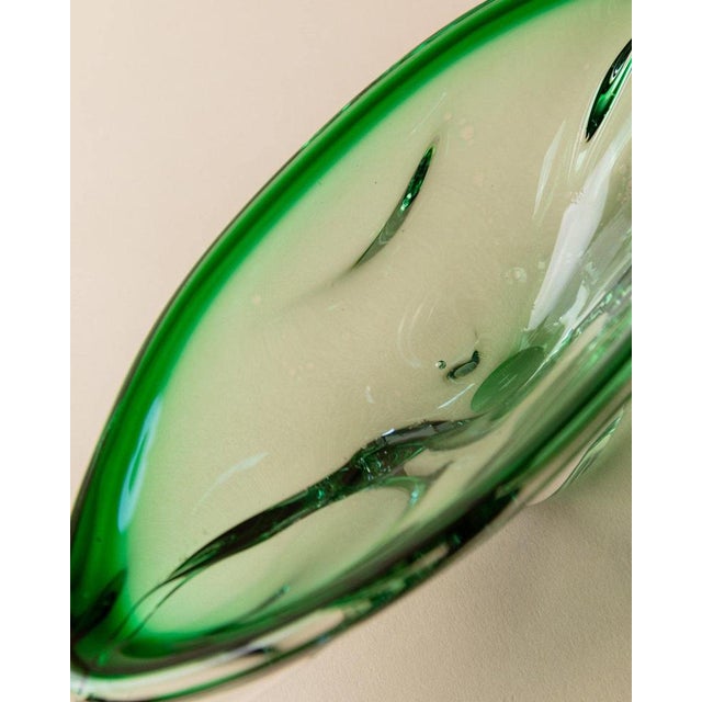 Vintage Organic-Shaped Green Murano Glass Bowl, Italy, 1970s For Sale - Image 6 of 13