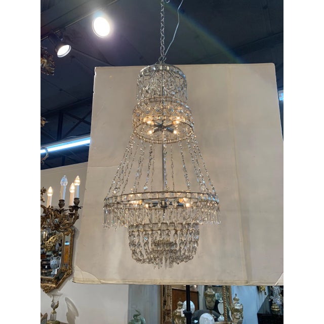 Mid 19th Century 19th Century Swedish Crystal Chandelier For Sale - Image 5 of 7