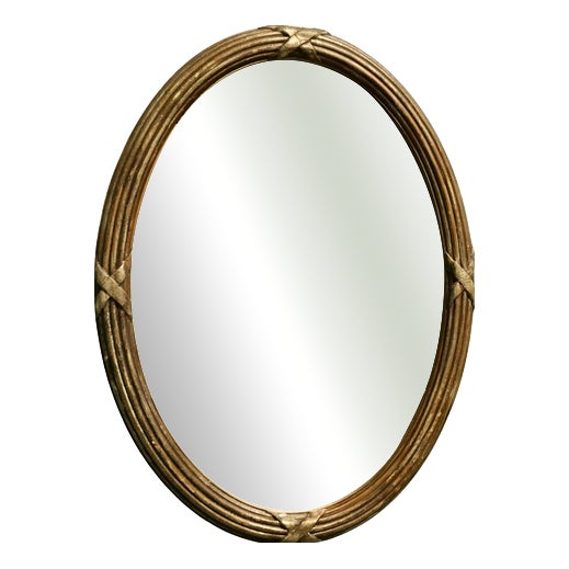 Large Oval Gilt Wall Mirror, 1920 For Sale
