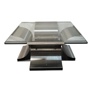 Kappa Steel and Glass Coffee Table by François Monnet, 1970s For Sale