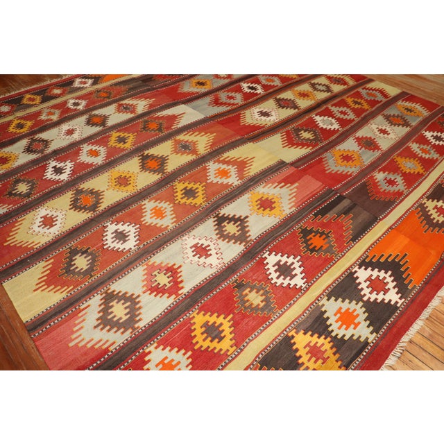Vintage Zabihi Collection Turkish Large Square Kilim - 11'8" x 11'9" For Sale - Image 4 of 10