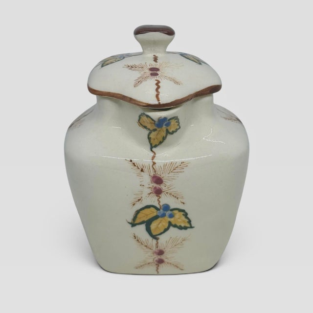 Mid 20th Century Ceramic Lidded Creamer Hand-Painted Floral Berry Motif For Sale - Image 4 of 12