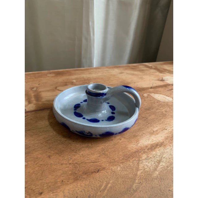 American Vintage American Salt Bake Candle Stick Holder For Sale - Image 3 of 7