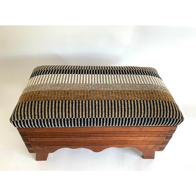 Early 20th Century Arts & Crafts Upholstered Foot Stool Bench For Sale - Image 5 of 9