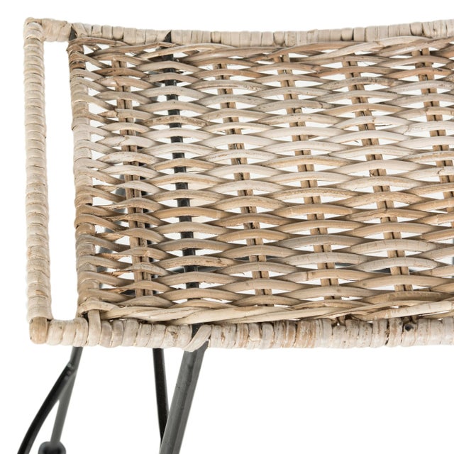 2020s Reed Rattan Seat Counter Stool in Grey - a Pair For Sale - Image 5 of 6