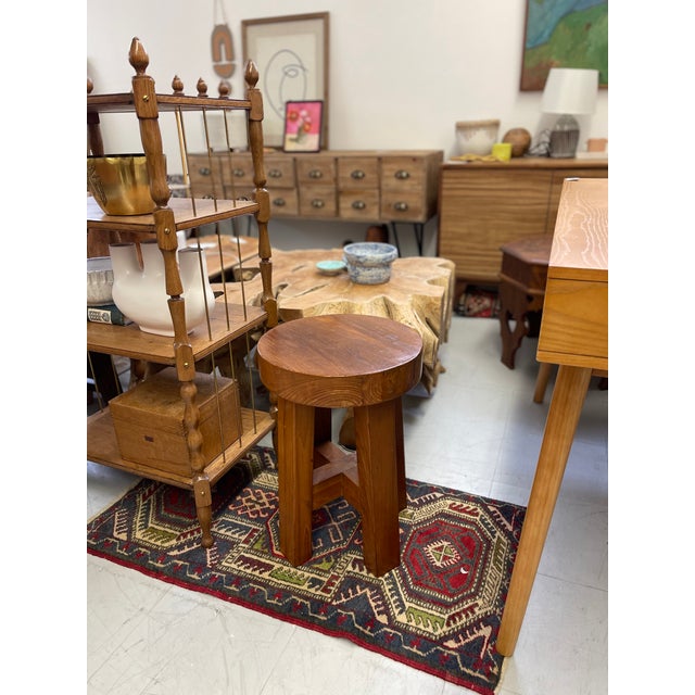 Vintage Rustic Stool by David Smith & Co, Old World Java For Sale In Seattle - Image 6 of 8