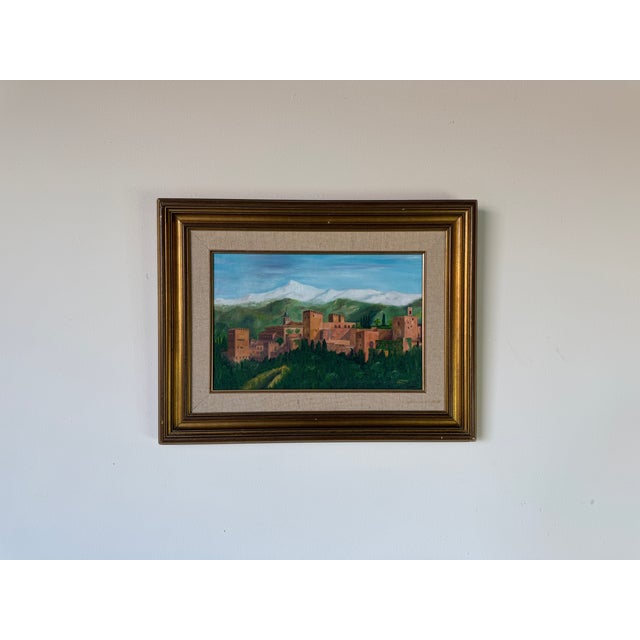 Vintage "Alhambra De Granada" Impressionist Landscape Oil Painting on Canvas – Framed For Sale In Miami - Image 6 of 12