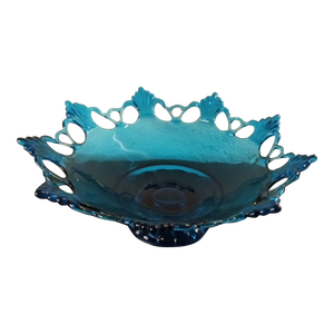 1950s Westmorland Ring Petal Aqua Art Glass Decorative Bowl
