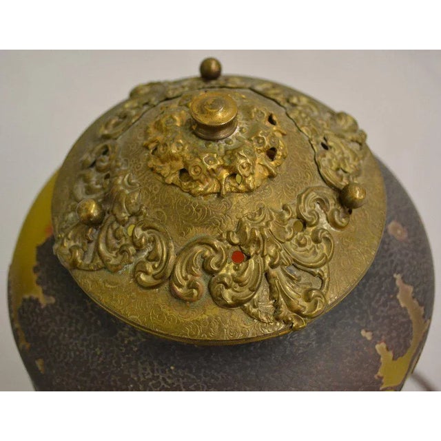 17" Signed Muller Fres Luneville French Cameo Art Glass Torche Table Lamp. Lake and forest cameo carved scenic decor....