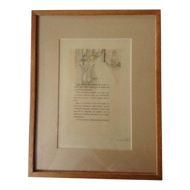 French Text Girl at Window Painting For Sale