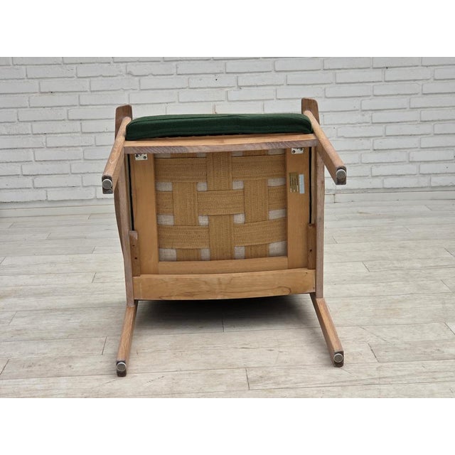 Danish Armchair in Green Furniture Wool and Oak Wood from Høng Stolefabrik, 1980s For Sale - Image 12 of 17