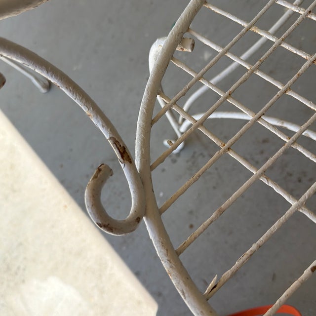 Mid 20th Century Painted White Ornate Metal Garden Chairs Set of 2 For Sale - Image 10 of 12