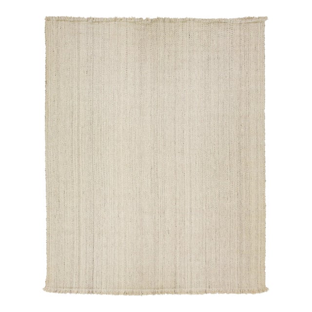 12 X 15 Modern Flatweave Beige Wool Rug With Geometric Design For Sale