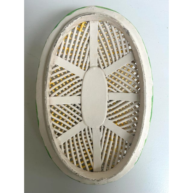 Antique Italian Lattice Lidded Centerpiece Ceramic Bowl on Putti Cherub For Sale - Image 4 of 12