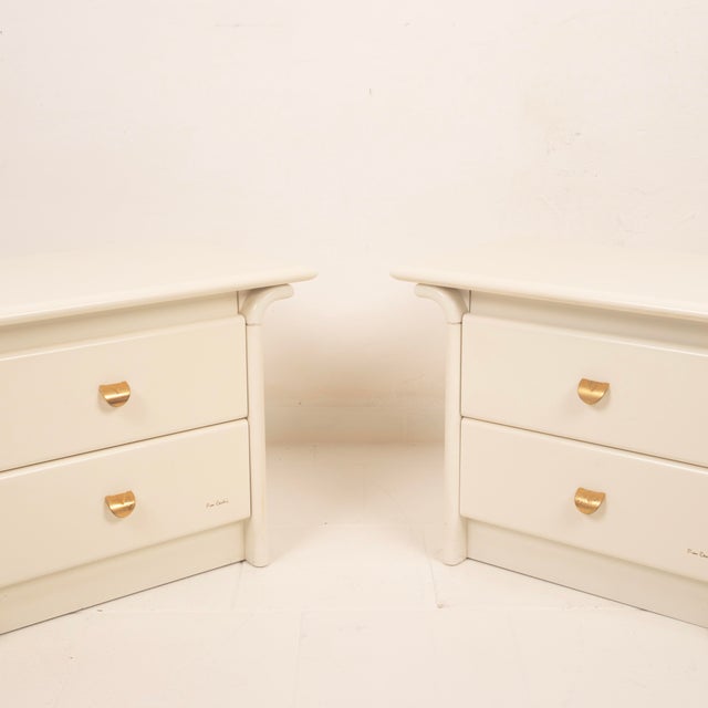 Cream Lacquered Bedside Tables by Pierre Cardin, 1980, Set of 2 For Sale - Image 10 of 18