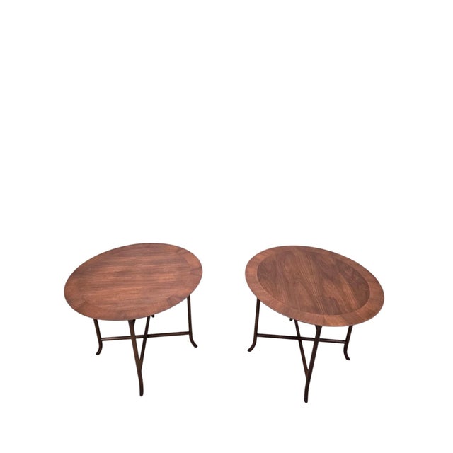 T.H. Robsjohn Gibbings MCM Widdicomb Walnut Occasional Tables by t.h. Robsjohn-Gibbings – Pair For Sale - Image 4 of 11