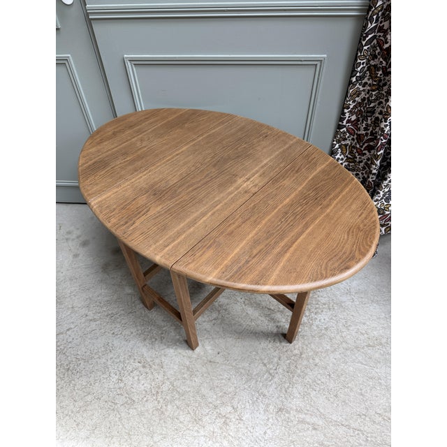 Wood Oval Drop-Leaf Coffee Table, 1950s For Sale - Image 7 of 9