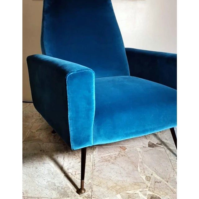 Vintage Italian Armchair Upholstered and Covered in Velvet Ottanio Color For Sale - Image 6 of 13