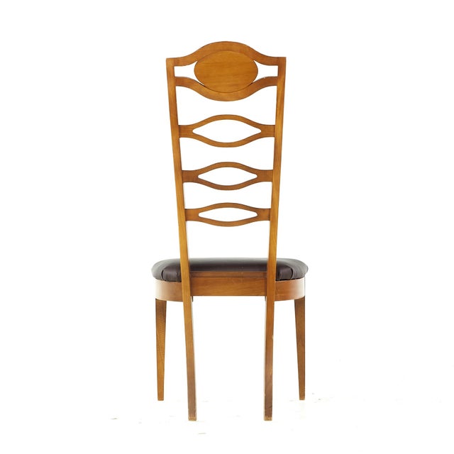 Young Manufacturing Mid Century Walnut and Burlwood Dining Chairs - Set of 6 For Sale In Chicago - Image 6 of 12