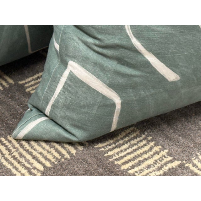 Kelly Wearstler Graffito Denim Linen Pillows, Pair For Sale - Image 9 of 12