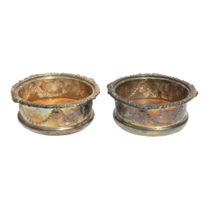 Pair Sheffield Silver Plate Wine Coasters 19th Century English